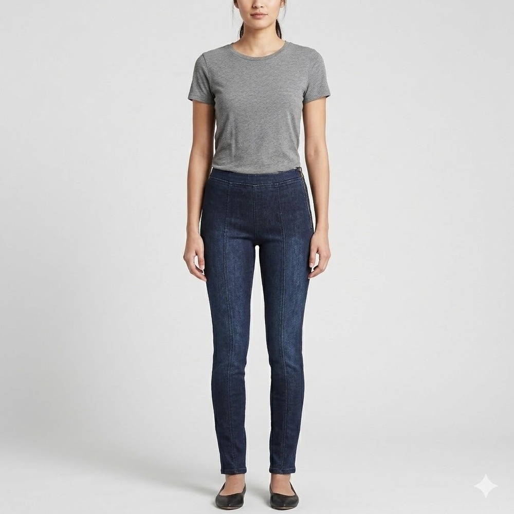 Banana Republic Denim Leggings Side Zip Pintuck‎ Skinny Pants 28 Blue